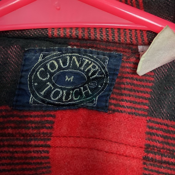 Country touch red flannel button down shirt - Picture 2 of 4
